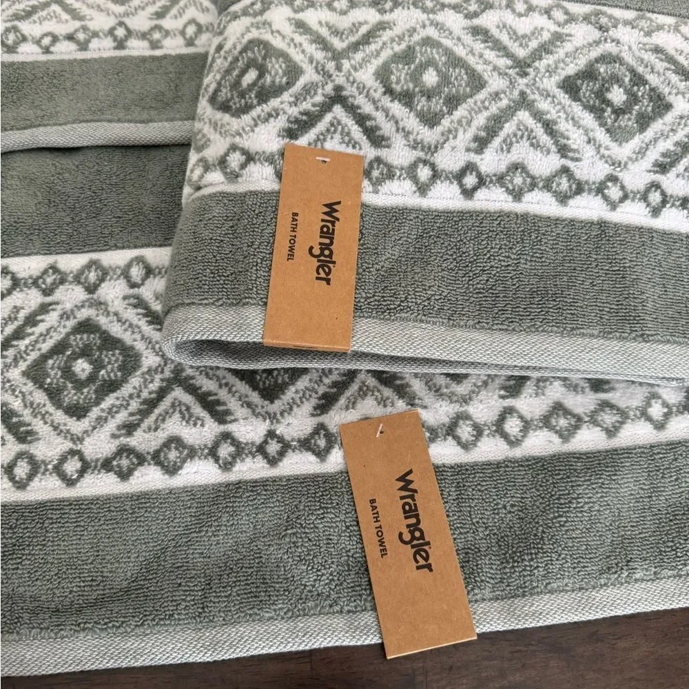 Wrangler Paxton Green Western Southwest Bathroom Bath Hand Towels Set